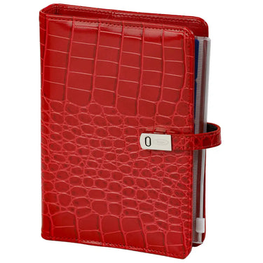 1111-11 Refillable Personal 6 Ring Binder Planner Croco Red